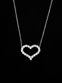 Tiffany heart shaped diamond necklace-4027